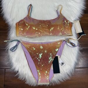 Gianni Bini Dannijo Large / XL Sequin Frankie Top Jayla Bikini Bottom Swimsuit